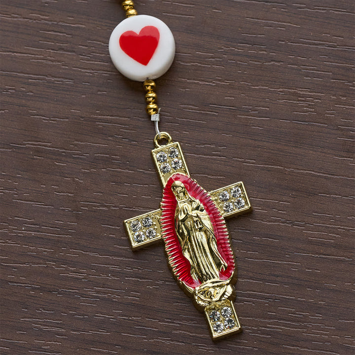 Christianartworkshop Love & Faith Pink Rosary with Graceful Our Lady Center & Cross - image 9