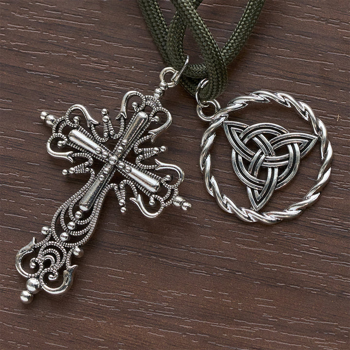 Christianartworkshop Irish Blessing Lucky Faith Pocket Rosary  with Eternal Knot Green White Wood Beads - image 15