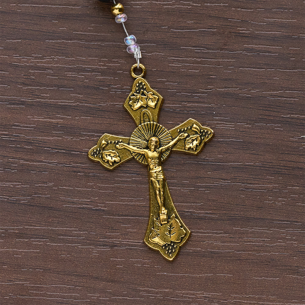 Christianartworkshop Elegant Green & Black Obsidian Rosary with Golden Holy Chalice - image 9