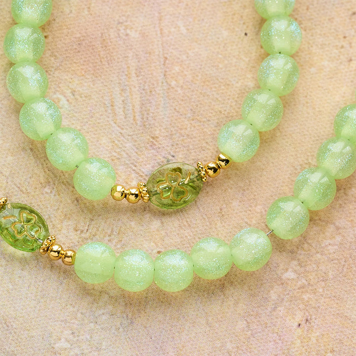 Christianartworkshop Celtic Blessing Cat's Eye Rosary:Lucky Shamrock with Golden Charm - image 7