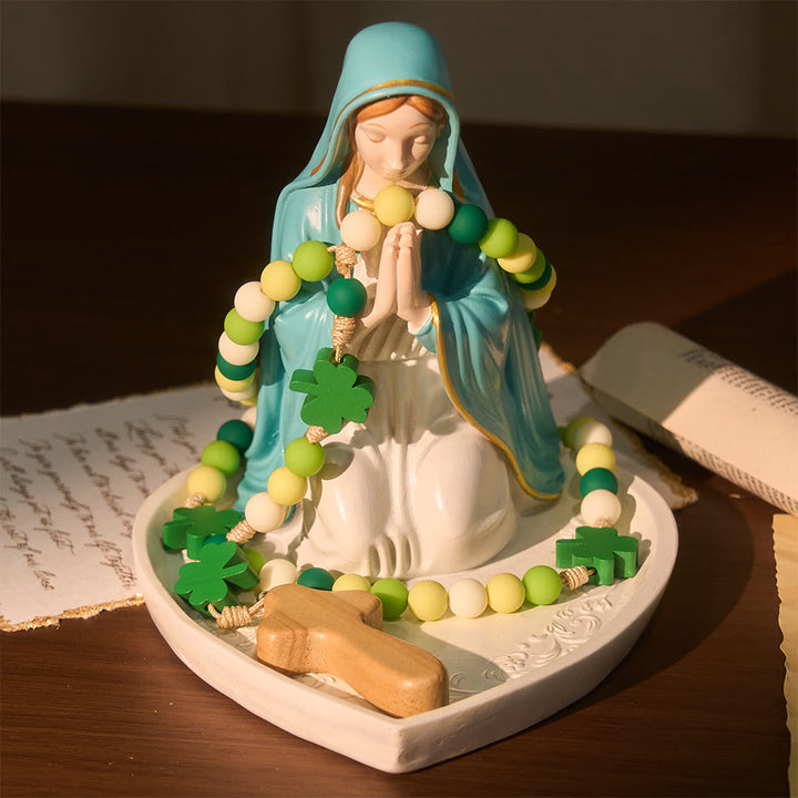 Christianartworkshop Children's St. Patrick Rosary: Gradient Beads with Wooden Clover and Cross - image 5