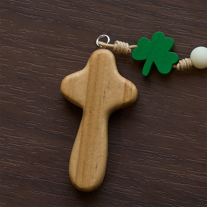 Christianartworkshop Children's St. Patrick Rosary: Gradient Beads with Wooden Clover and Cross - image 8