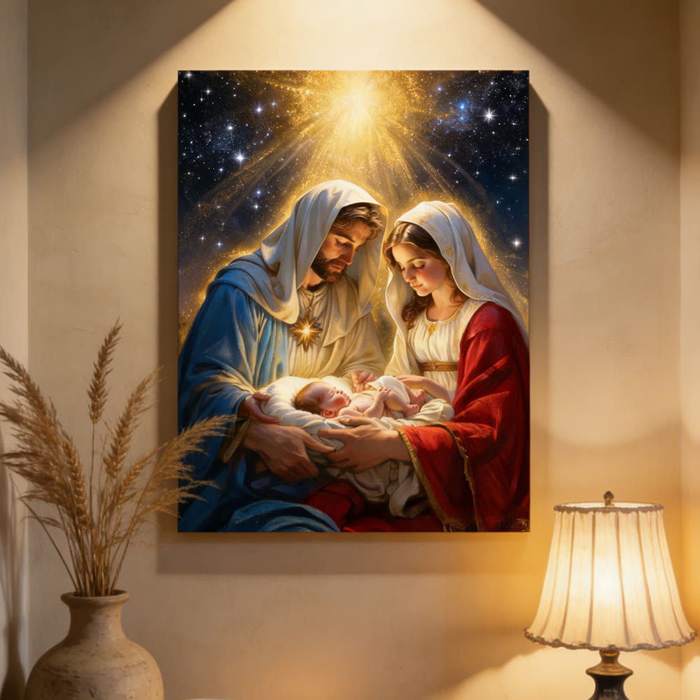 Christianartworkshop Holy Family Nativity Starlight Wall Art Print: A Symbol of Divine Hope and Peace - image 2