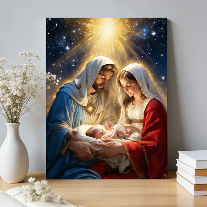 Christianartworkshop Holy Family Nativity Starlight Wall Art Print: A Symbol of Divine Hope and Peace - image 1
