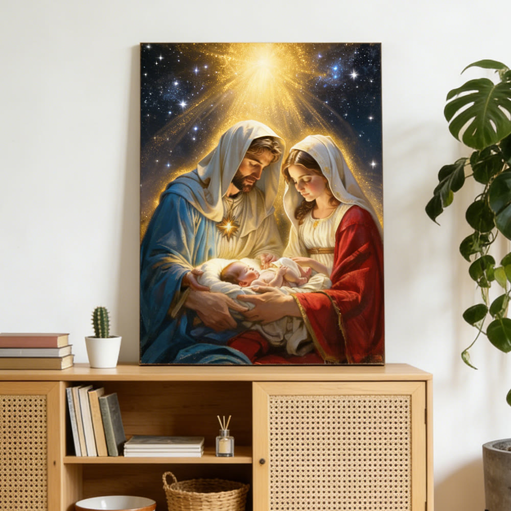 Christianartworkshop Holy Family Nativity Starlight Wall Art Print: A Symbol of Divine Hope and Peace - image 3