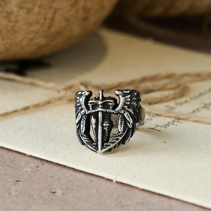 Christianartworkshop Archangel Michael Winged Sword Ring: A Symbol of Divine Protection - image 1