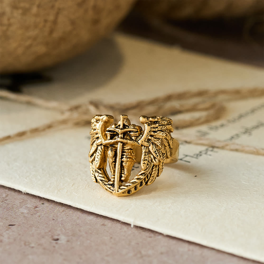 Christianartworkshop Archangel Michael Winged Sword Ring: A Symbol of Divine Protection - image 4