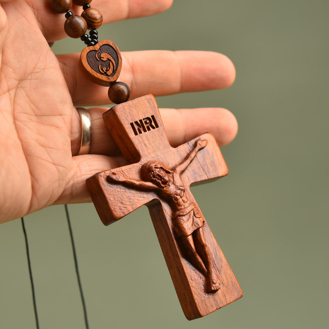 Christianartworkshop Two-Designed Crucifix Wooden Car Rosary Pendant: A Symbol of Traveler's Protection - image 7