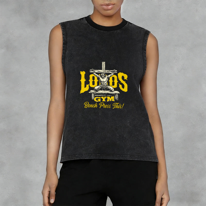 Christianartworkshop Lord's Gym: Bench Press This Cross Unisex Washed Tank Top - image 8
