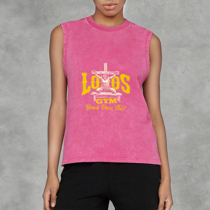 Christianartworkshop Lord's Gym: Bench Press This Cross Unisex Washed Tank Top - image 11