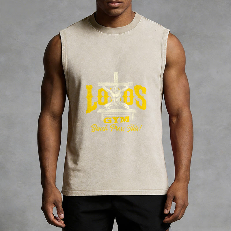 Christianartworkshop Lord's Gym: Bench Press This Cross Unisex Washed Tank Top - image 13
