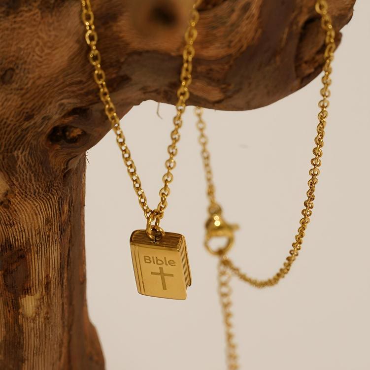 Christianartworkshop Bible Pendant Necklace with Cross Motif: Elevate Your Style with Spiritual Meaning - image 2