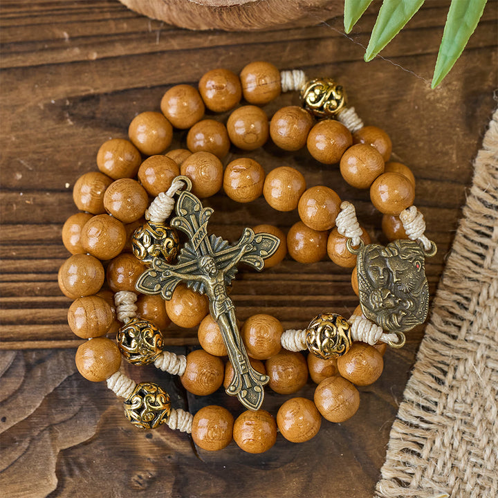 Christianartworkshop Holy Family & Crucifix of 10mm Olive Wood Bead Handmade Rosary for Holy Prayer - image 3