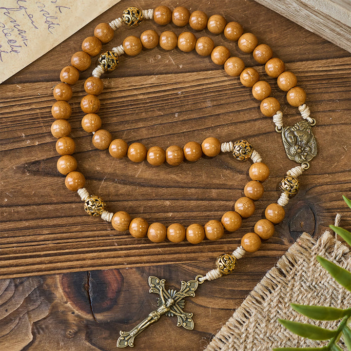 Christianartworkshop Holy Family & Crucifix of 10mm Olive Wood Bead Handmade Rosary for Holy Prayer - image 8