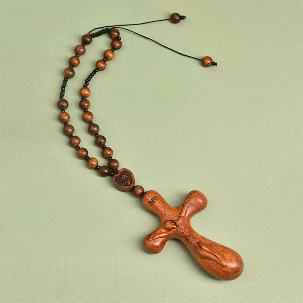 Christianartworkshop Two-Designed Crucifix Wooden Car Rosary Pendant: A Symbol of Traveler's Protection - Crucifix A - image 0