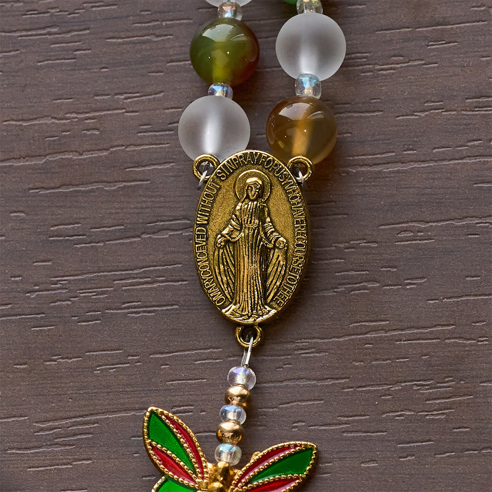 Christianartworkshop Natural Malachite with Enamel Butterfly Rosary: Butterfly of Faith - image 8
