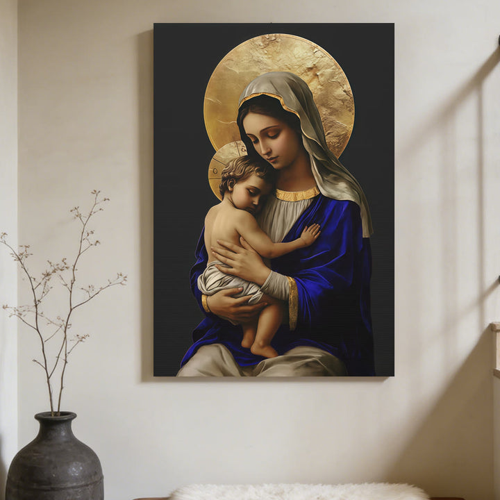 Christianartworkshop Royal Blue Robe Madonna and Child Canvas Print: Embody the Pure Devotion of Mary - image 2