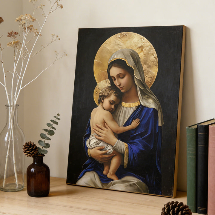 Christianartworkshop Royal Blue Robe Madonna and Child Canvas Print: Embody the Pure Devotion of Mary - image 4