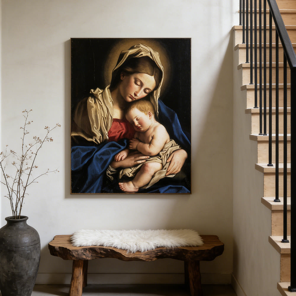 Christianartworkshop Gilded Halo Sleeping Jesus Wall Art Print: Ground Your Faith in the Holy Family’s Intimacy - image 4