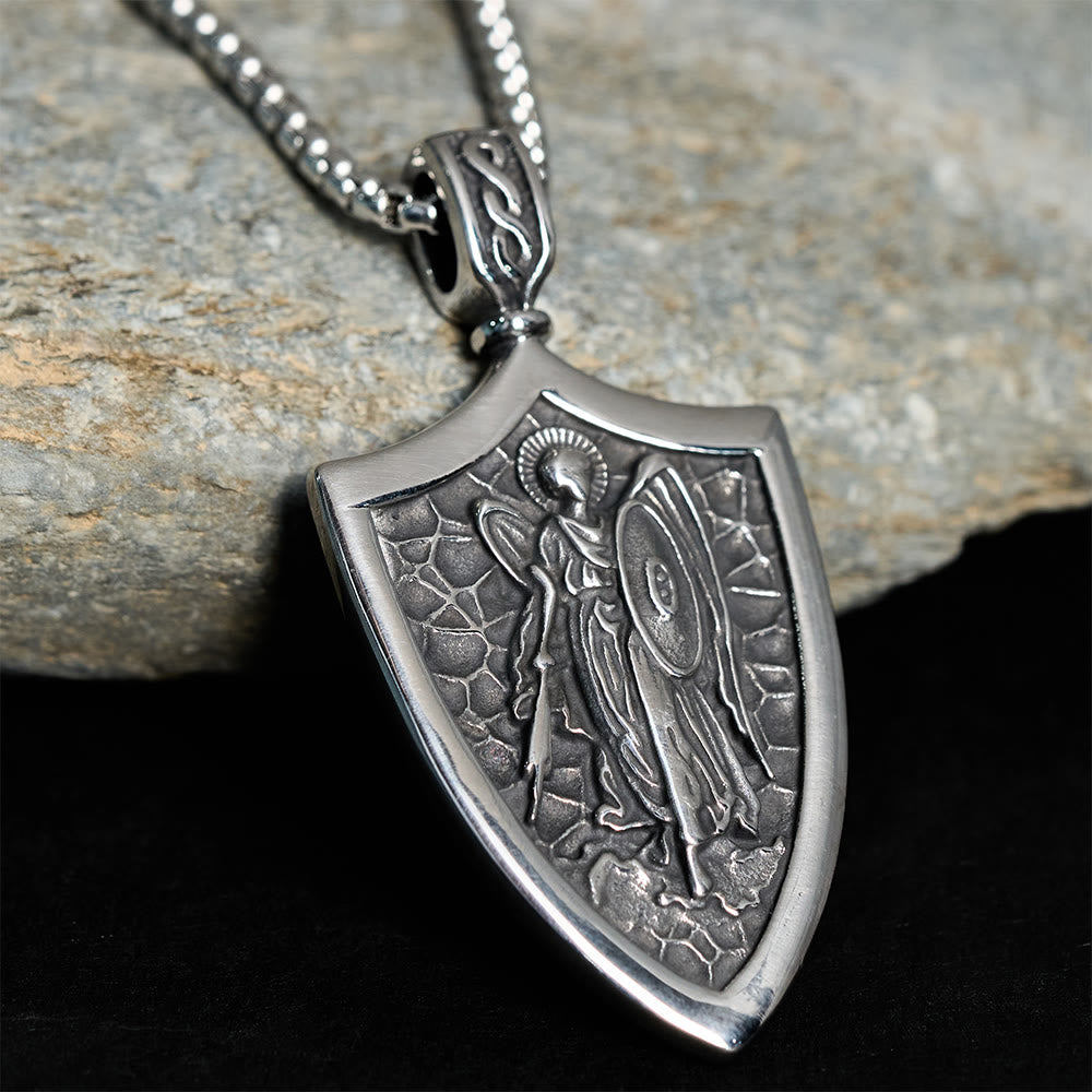 Christianartworkshop Archangel St. Michael Shield Amulet Titanium Necklace - Archangel Shield - image 0