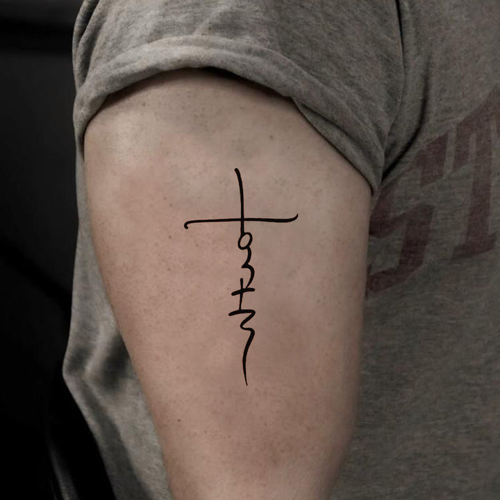 Christianartworkshop Cross & Faith Script Temporary Tattoo: Sleek Line Art for Daily Faith Reminders - image 2
