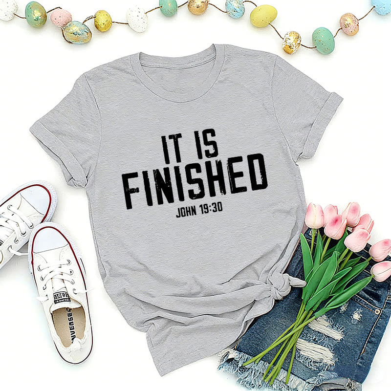 Christianartworkshop John 19:30 It Is Finished Distressed Premium T-Shirt - Grey - 2XL - image 1