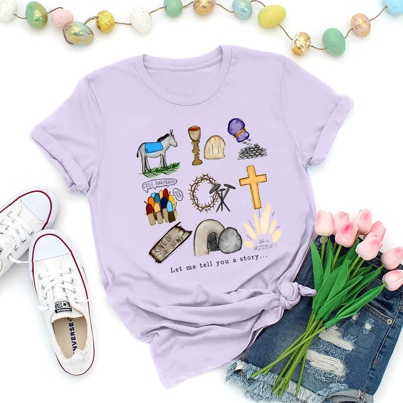 Christianartworkshop Easter Story Collage Premium T-Shirt - Purple - 2XL - image 6
