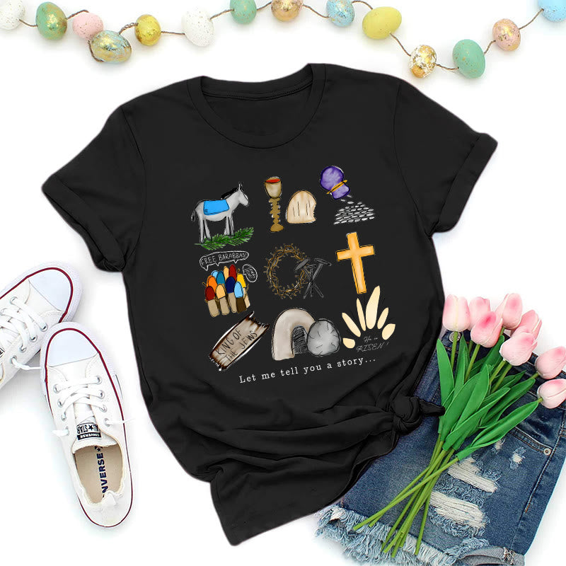 Christianartworkshop Easter Story Collage Premium T-Shirt - Black - 2XL - image 4