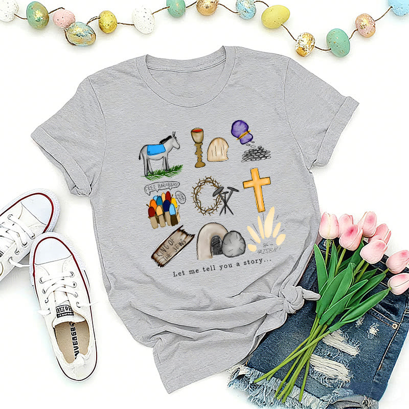 Christianartworkshop Easter Story Collage Premium T-Shirt - Grey - 2XL - image 2