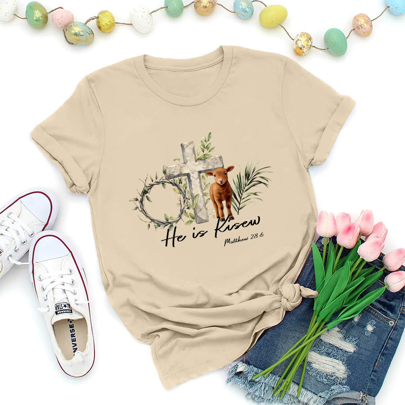 Christianartworkshop He Is Risen Matthew 28:6 Premium T-Shirt - Beige - 2XL - image 4