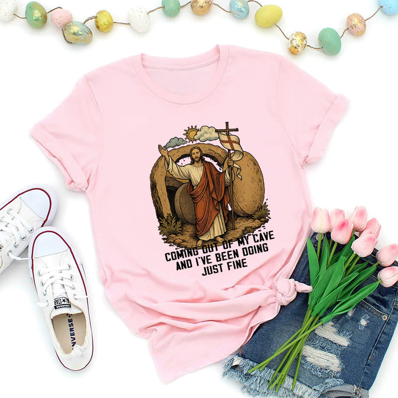 Christianartworkshop Resurrection Cave Christ Premium T-Shirt - Pink - 2XL - image 6