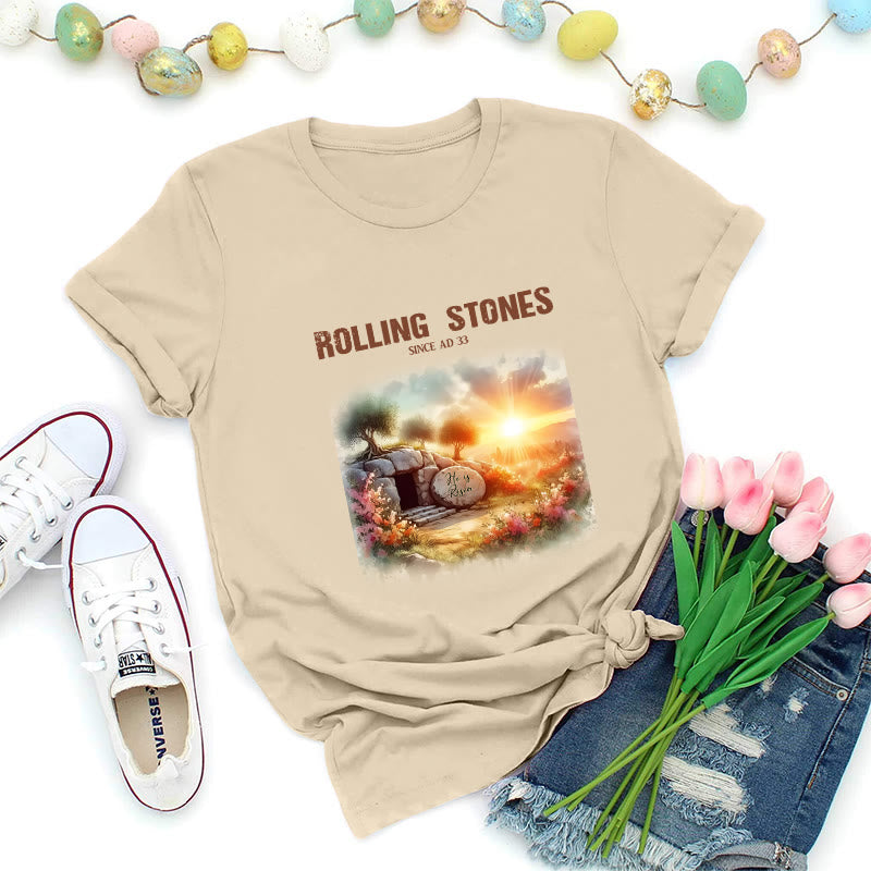 Christianartworkshop Faith-Inspired Rolling Stones T-Shirt - Beige - 2XL - image 1