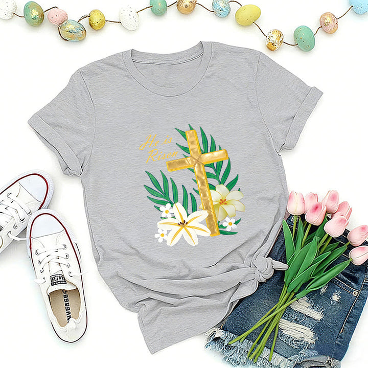 Christianartworkshop Resurrection Glory Golden Cross T-Shirt - Grey - 2XL - image 5