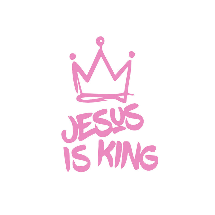 Christianartworkshop Jesus Is King Crown Accent Car Sticker: Durable Decor for Faith-Filled Commutes - Pink - Set of 10 - image 5