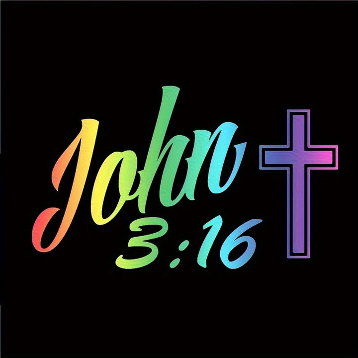 Christianartworkshop John 3:16 Cross Car Sticker: Bold Script Decal for Faith-Filled Vehicle Decor - Multicolor - Set of 10 - image 6