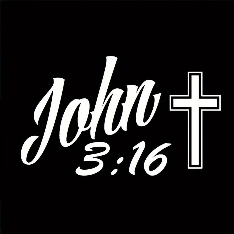 Christianartworkshop John 3:16 Cross Car Sticker: Bold Script Decal for Faith-Filled Vehicle Decor - image 2