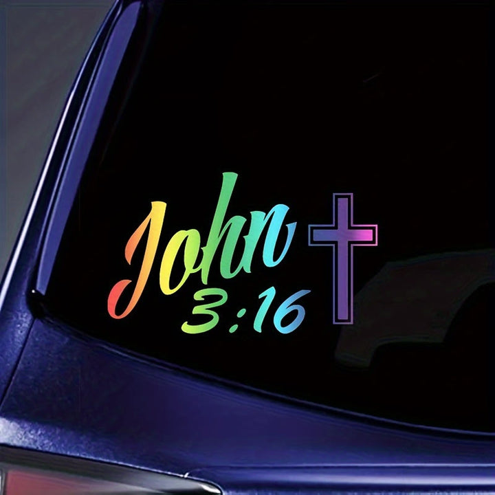 Christianartworkshop John 3:16 Cross Car Sticker: Bold Script Decal for Faith-Filled Vehicle Decor - image 5