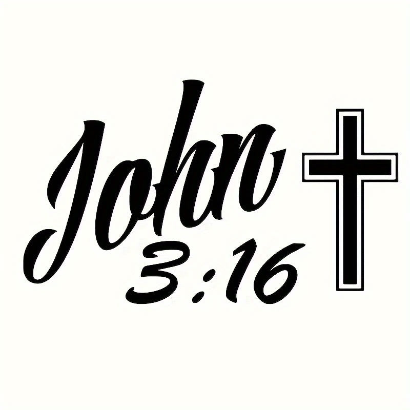 Christianartworkshop John 3:16 Cross Car Sticker: Bold Script Decal for Faith-Filled Vehicle Decor - Black - Set of 10 - image 4
