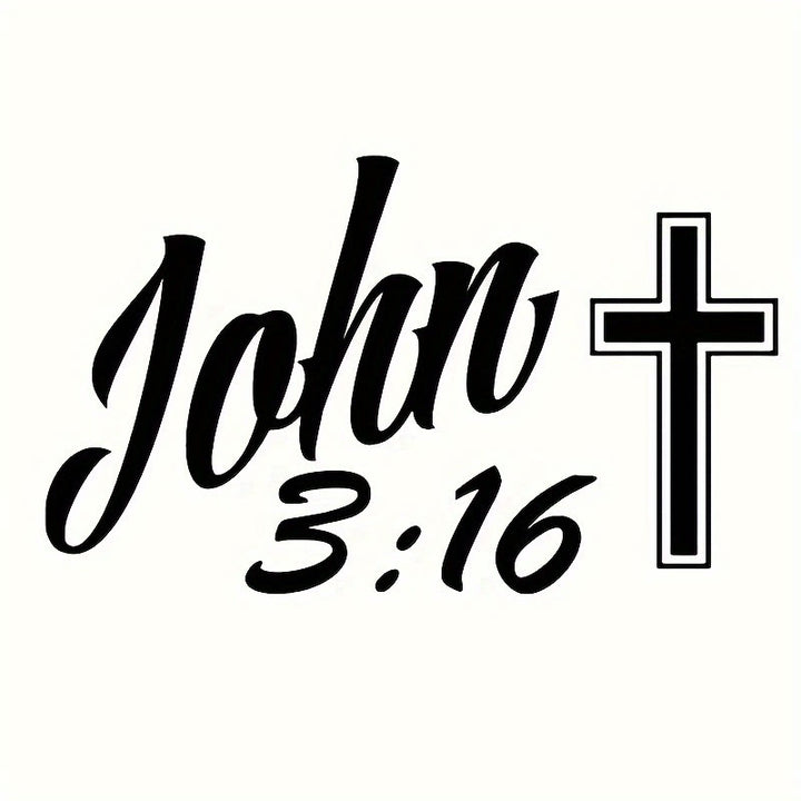 Christianartworkshop John 3:16 Cross Car Sticker: Bold Script Decal for Faith-Filled Vehicle Decor - Black - Set of 10 - image 4