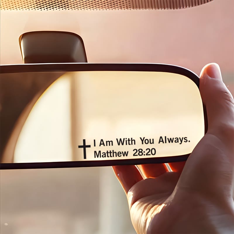 Christianartworkshop Matthew 28:20 I Am With You Always Car Sticker: Cross Motif for Faithful Vehicle Decor - Black - Set of 10 - 10*1.8cm - image 0