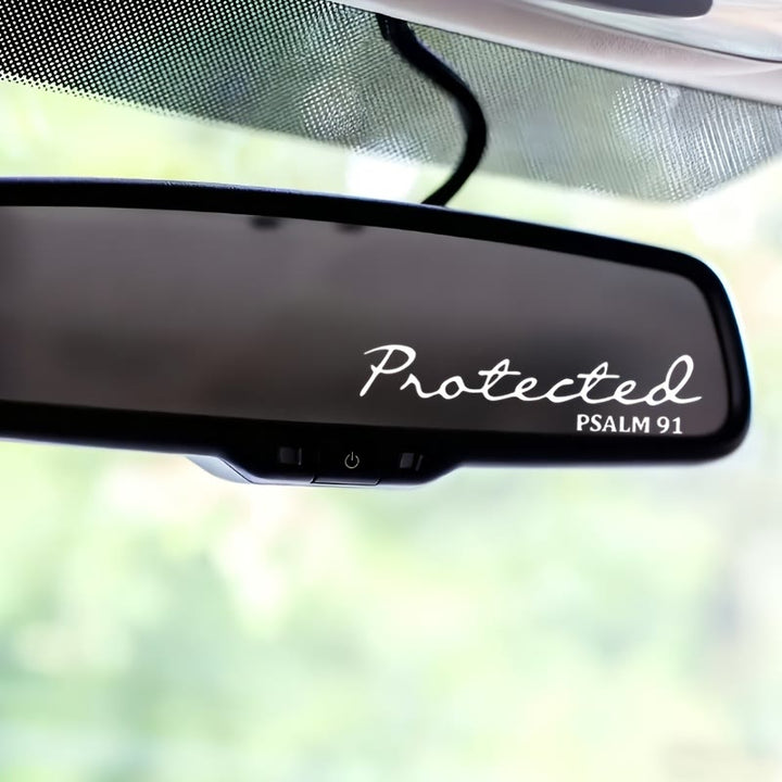 Christianartworkshop Psalm 91 Protected Rearview Mirror Car Sticker: Divine Protection Decal for Vehicles - White - Set of 10 - image 3
