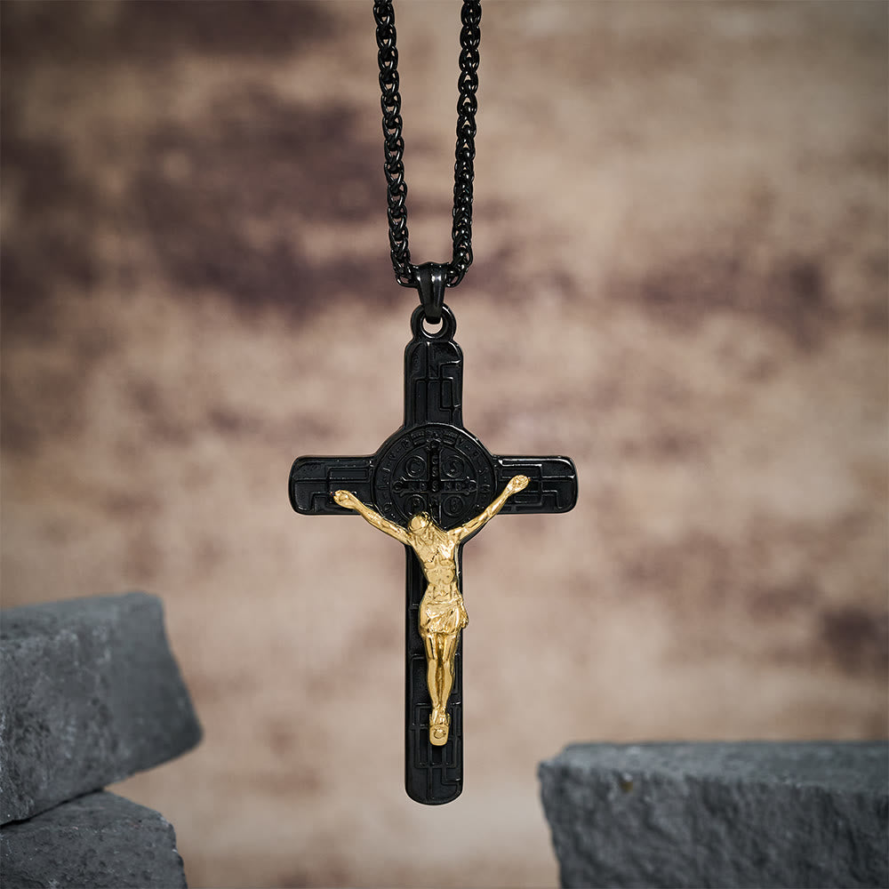 Christianartworkshop Classic Retro Style Crucifix St. Benedict Medal Protection Pendant Necklace - image 7