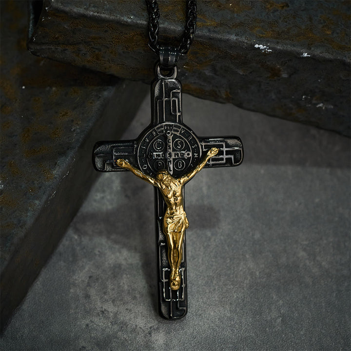 Christianartworkshop Classic Retro Style Crucifix St. Benedict Medal Protection Pendant Necklace - image 9