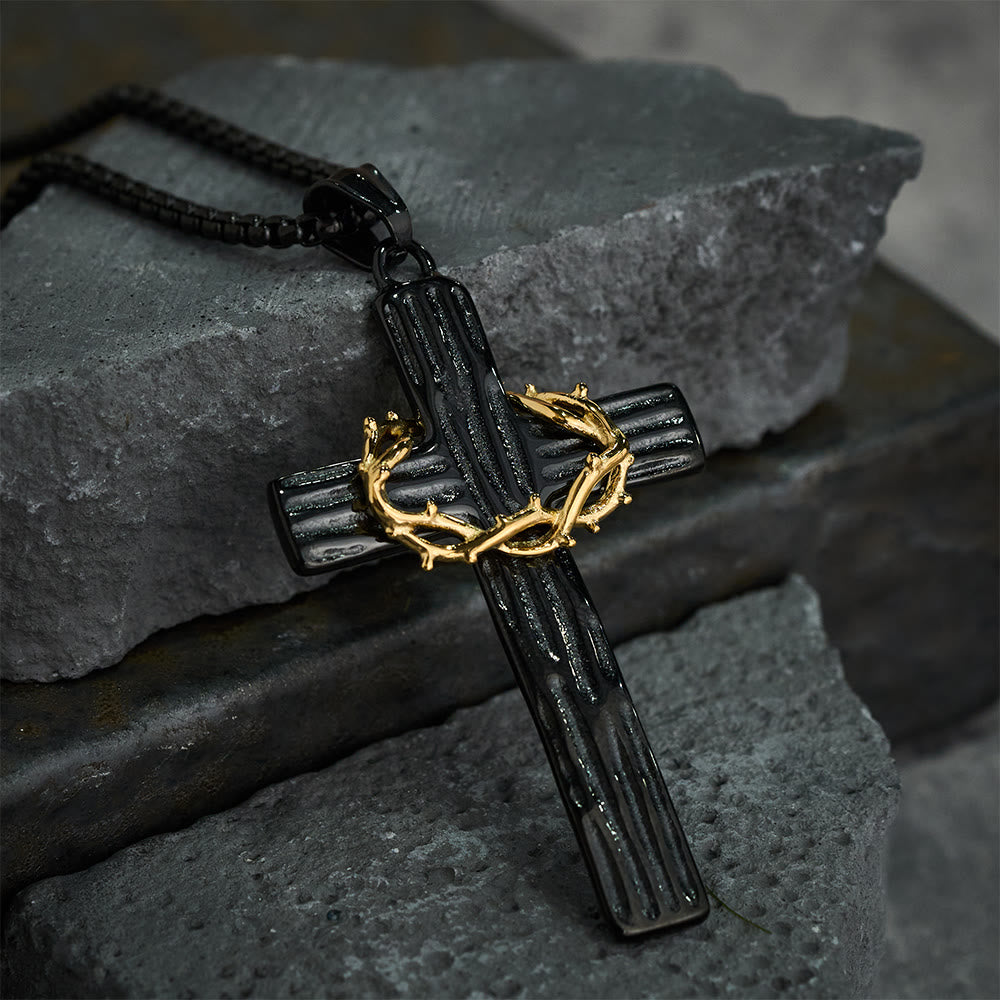 Christianartworkshop Modern Style Jesus Crown Of Thorns Cross Sacred Protection Pendant Necklace - image 8
