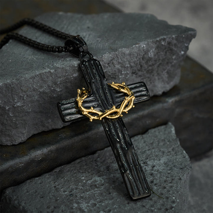 Christianartworkshop Modern Style Jesus Crown Of Thorns Cross Sacred Protection Pendant Necklace - image 8