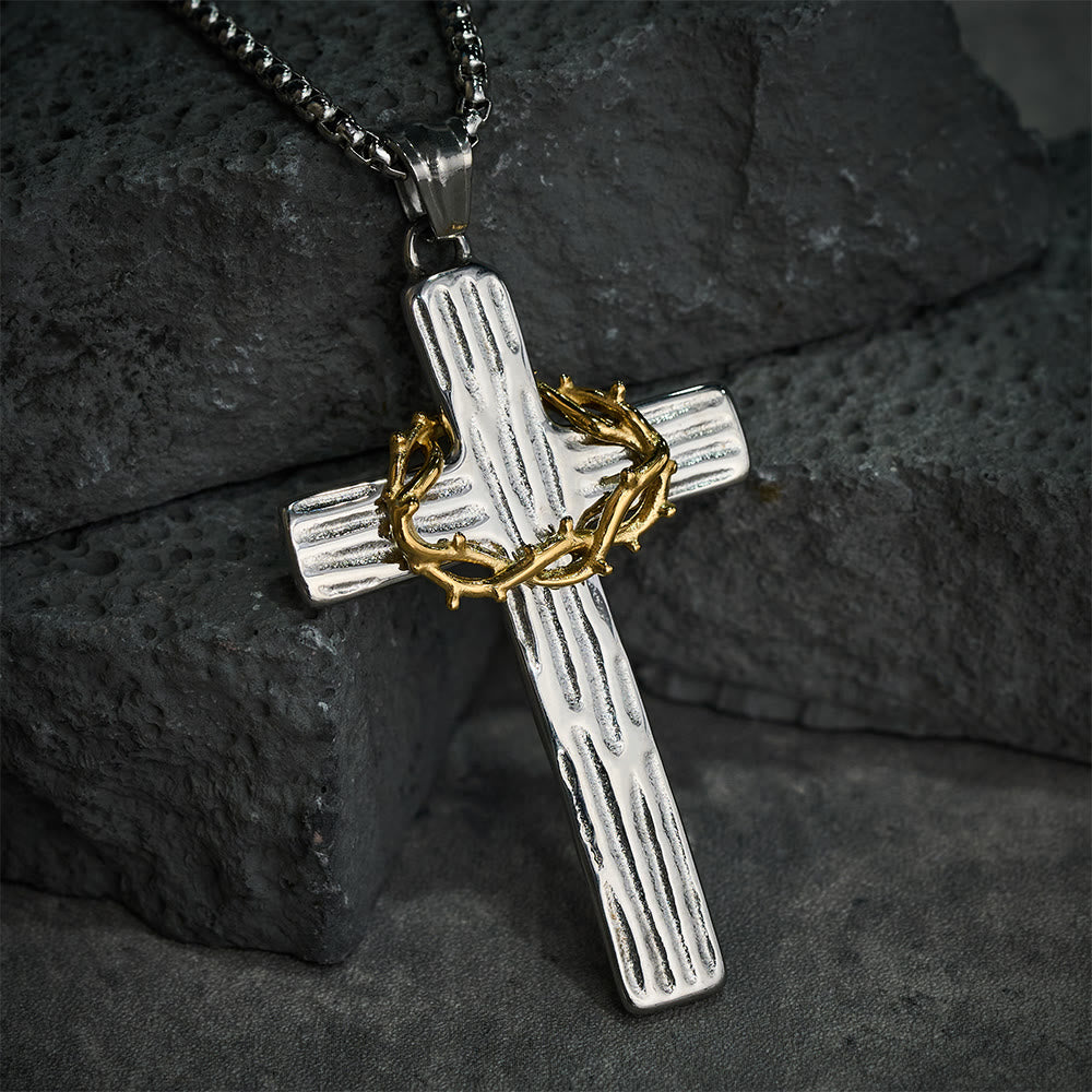 Christianartworkshop Modern Style Jesus Crown Of Thorns Cross Sacred Protection Pendant Necklace - image 2