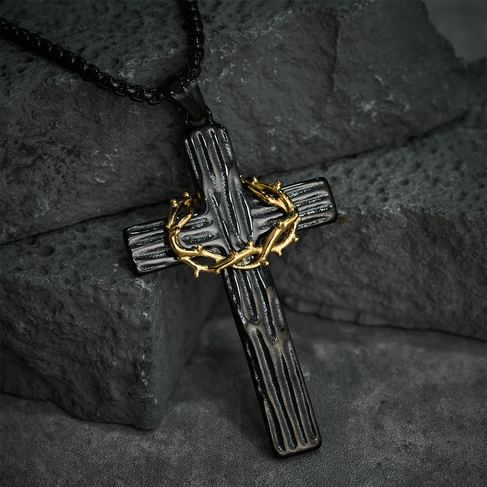 Christianartworkshop Modern Style Jesus Crown Of Thorns Cross Sacred Protection Pendant Necklace - image 9