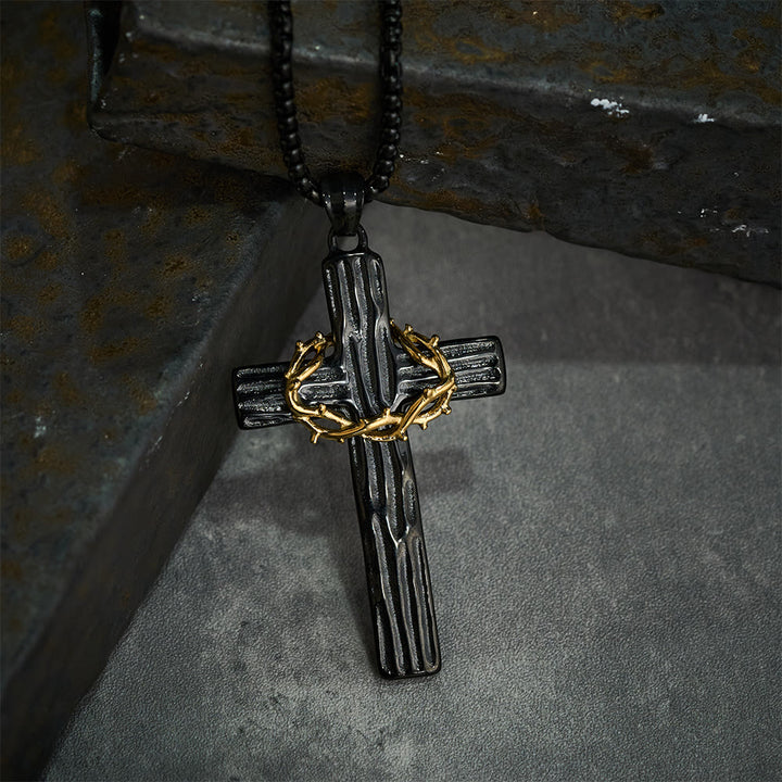 Christianartworkshop Modern Style Jesus Crown Of Thorns Cross Sacred Protection Pendant Necklace - image 10