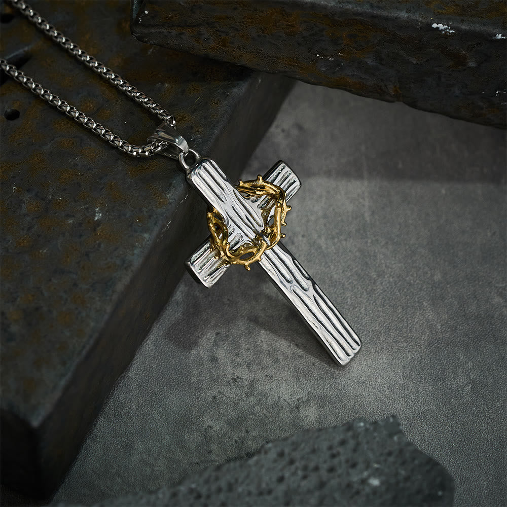 Christianartworkshop Modern Style Jesus Crown Of Thorns Cross Sacred Protection Pendant Necklace - image 4