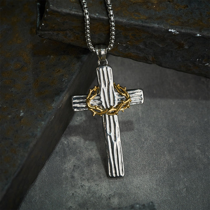 Christianartworkshop Modern Style Jesus Crown Of Thorns Cross Sacred Protection Pendant Necklace - image 6